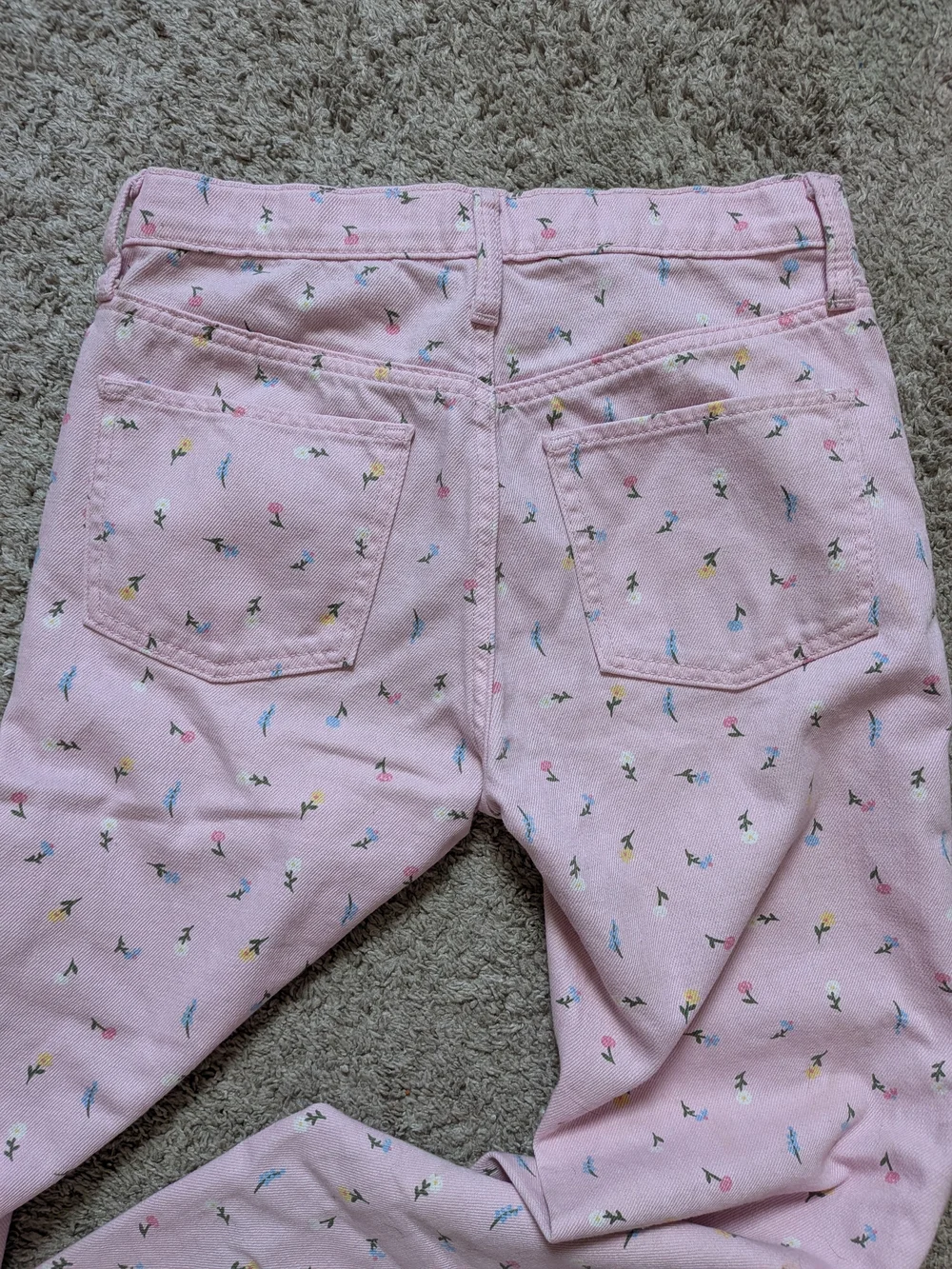 Old Navy Girls Size 14 Pink Floral High-Rise Baggy Wide Leg Jeans NWOT